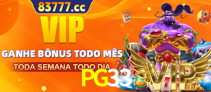 Banner promocional do PG33 oferecendo 100% de recompensas adicionais contínuas para quem fizer o login diário (Daily sign-in), com um mascote de coelho.