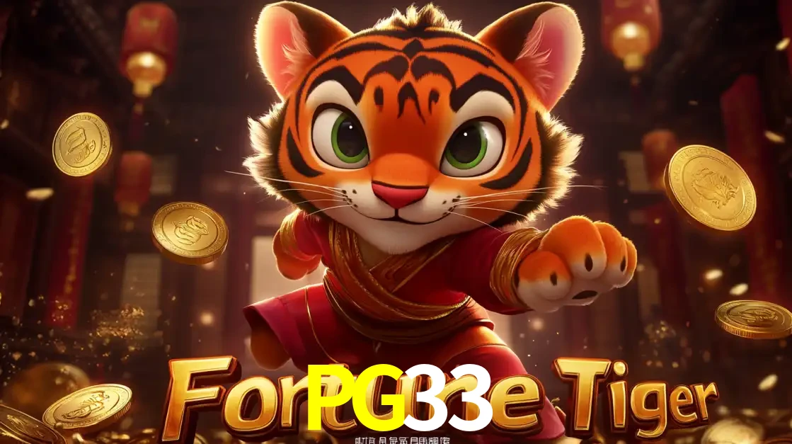 O carismático mascote do jogo de slot Fortune Tiger, um tigre fofo em pose de artes marciais, pronto para trazer sorte e multiplicadores de ganhos no cassino online PG33.