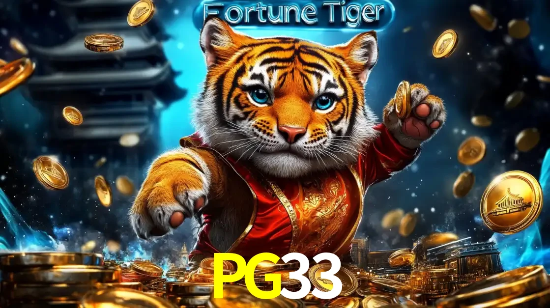 Imagem promocional do jogo de slot Fortune Tiger, com um tigre majestoso em traje tradicional cercado por uma fortuna em moedas de ouro, disponível agora no cassino PG33.